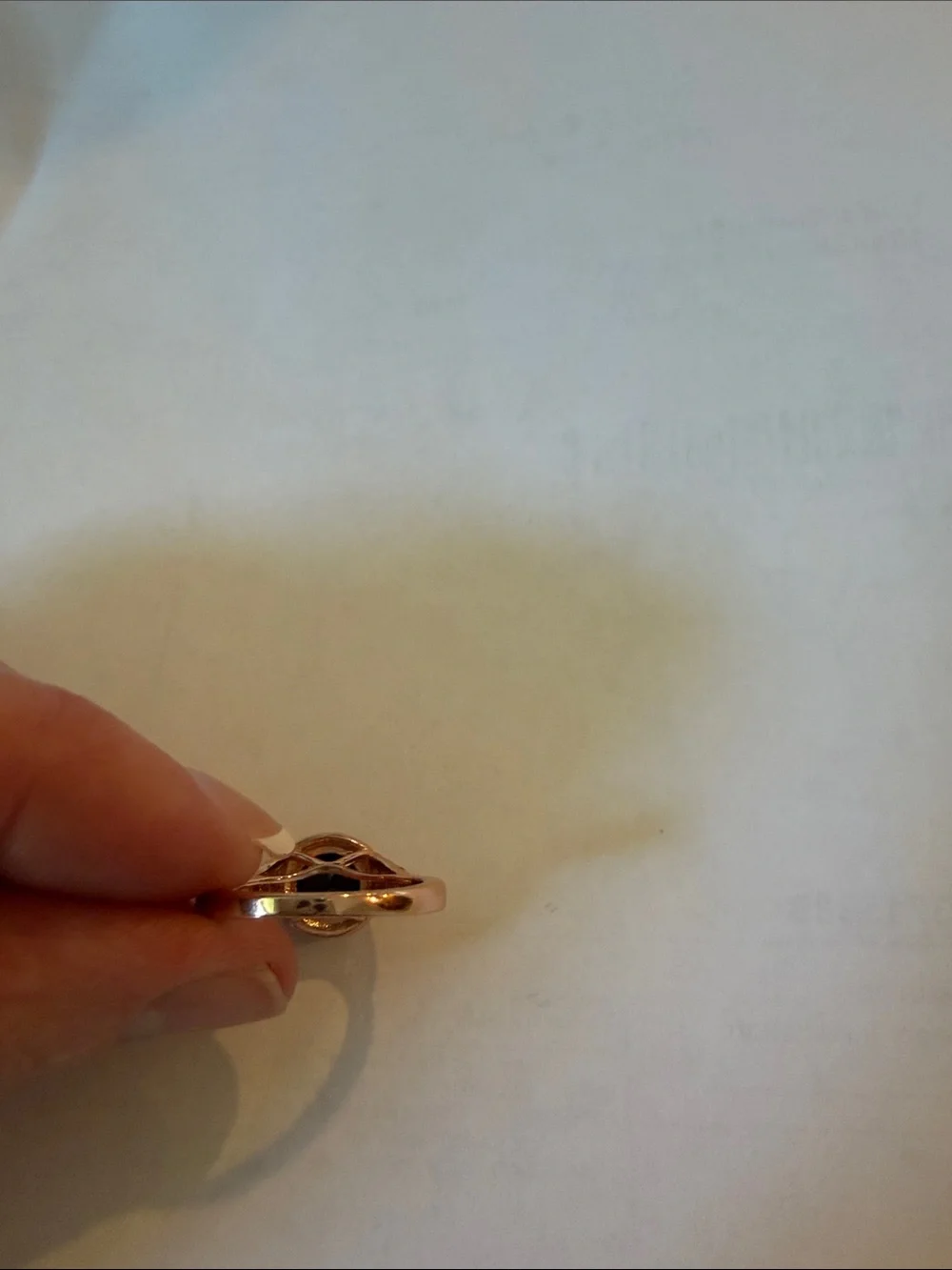 Rose Gold Ring with Black Center Stone and Pavé Accents
